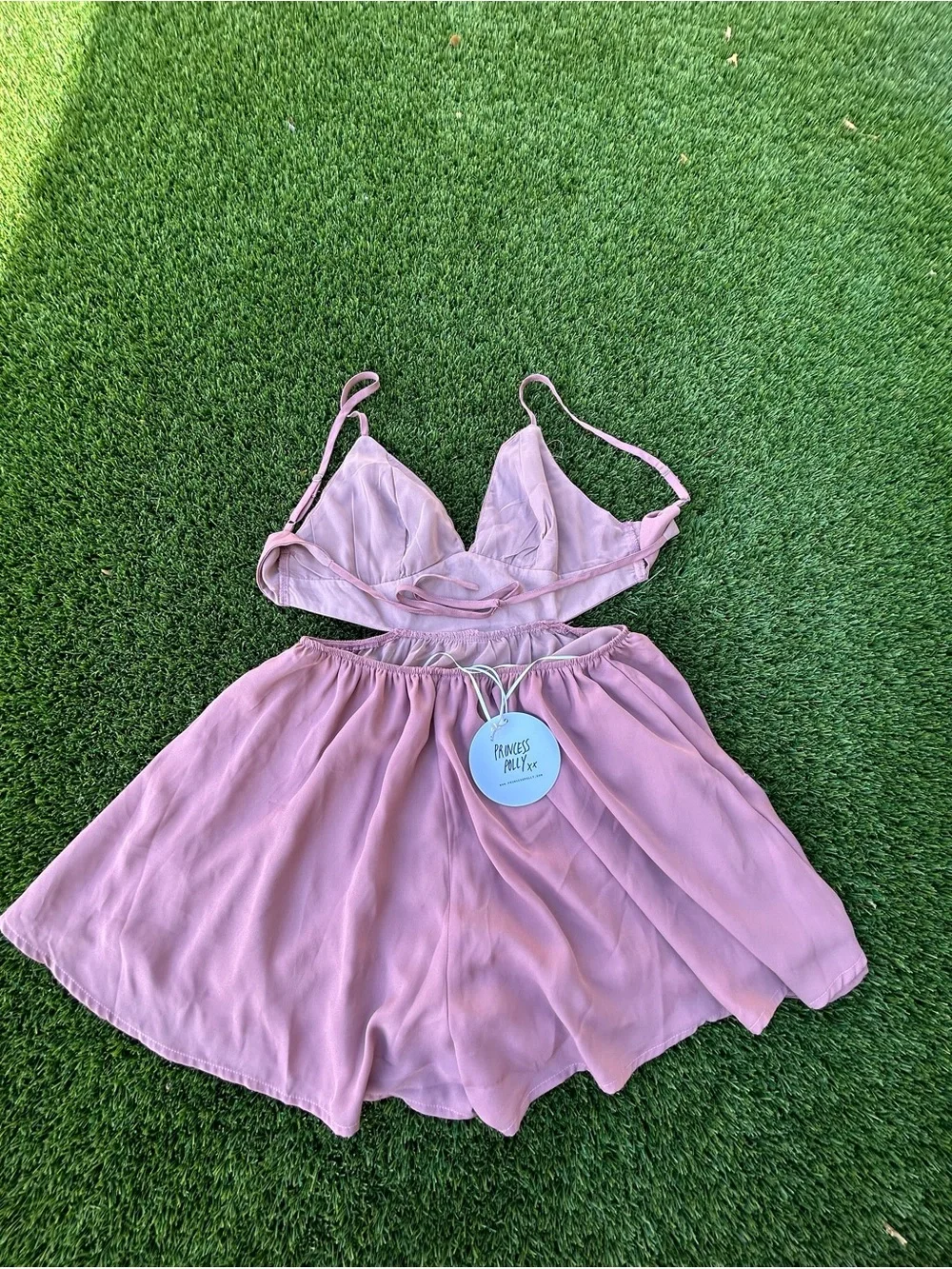 Princess Polly tan pink romper